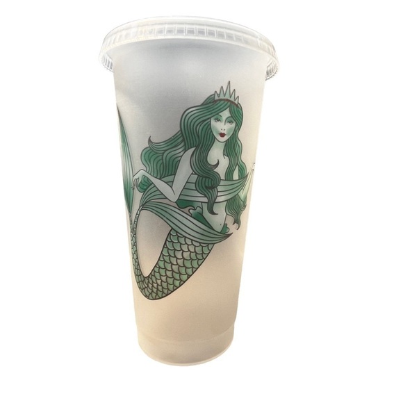 Starbucks Opaque White Reusable Cold Cup With Green Siren - Picture 2 of 6